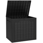 Outsunny 97L Plastic Garden Storage Box, Outdoor Storage Box with Handles, Waterproof Outdoor Storage Container, Black