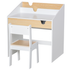 Two-Piece Kids Desk and Chair Set Children Study Table with Storage