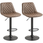 Bar Stools Set of 2, Adjustable Bar Chairs 360° Swivel for Kitchen Brown
