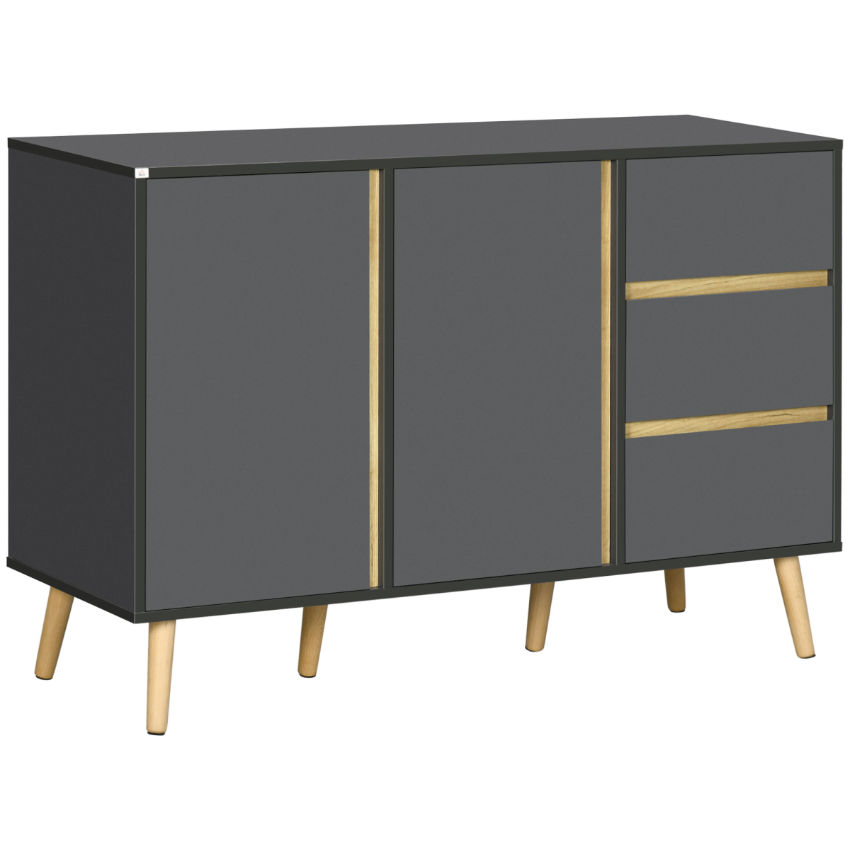Sideboard Kitchen Cupboard with Adjustable Shelves, Double Doors Dark Grey