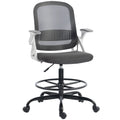 Painting Chair, Mesh Computer Desk Chair with Flip-up Armrests, Grey