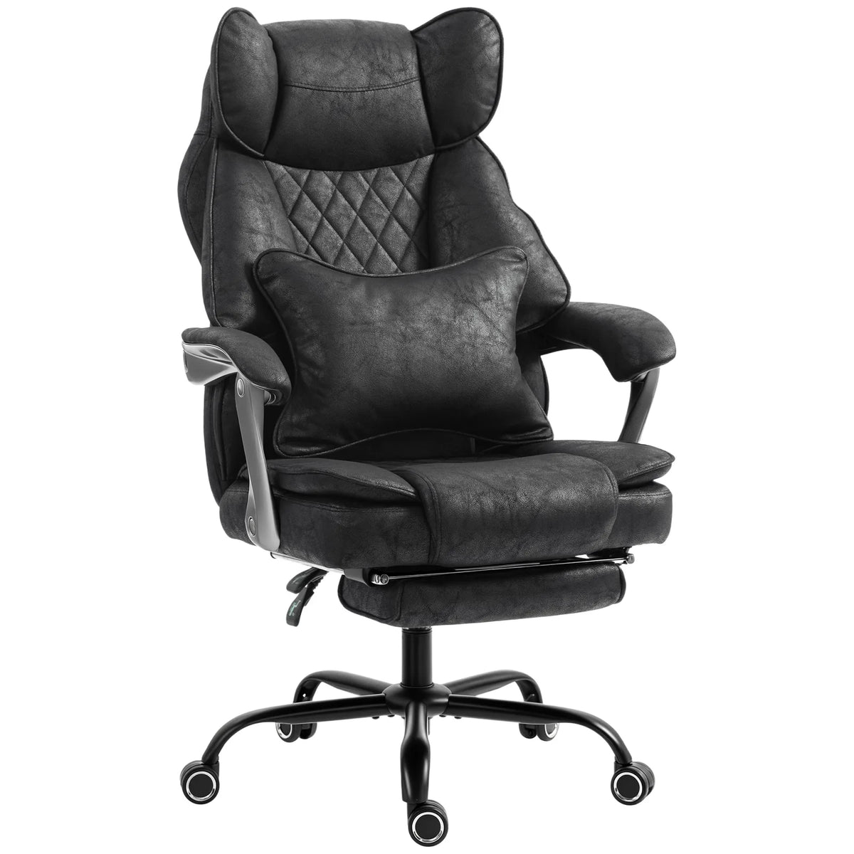 Executive Office Chair, Leathaire Big and Tall Office Chair 180 kg with Wide Seat, Reclining, Lumbar Support, Black