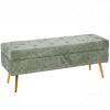 HOMCOM Storage Ottoman, Chenille Upholstered Ottoman Storage Box with Padded Seat, Metal Legs, 114 x 41 x 45 cm, Light Green