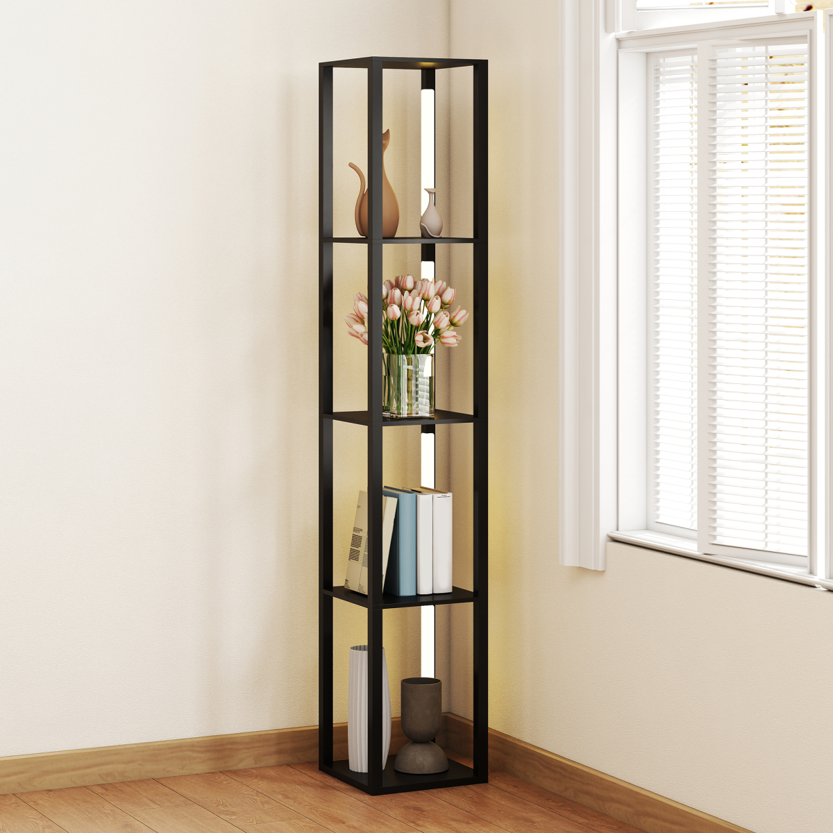 Floor Lamp for Living Room, Standing Lamp with Foot Switch, Black
