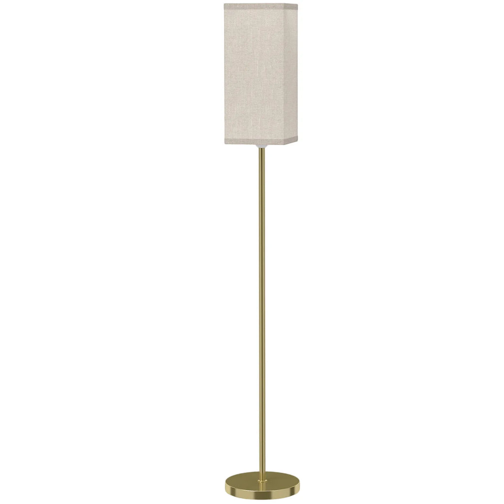 Floor Lamp, Modern Standing Lamp with Linen Shade and Foot Switch, Tall Lamps for Bedroom, Bulb not Included, Gold Tone