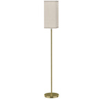 Floor Lamp, Modern Standing Lamp with Linen Shade and Foot Switch, Tall Lamps for Bedroom, Bulb not Included, Gold Tone
