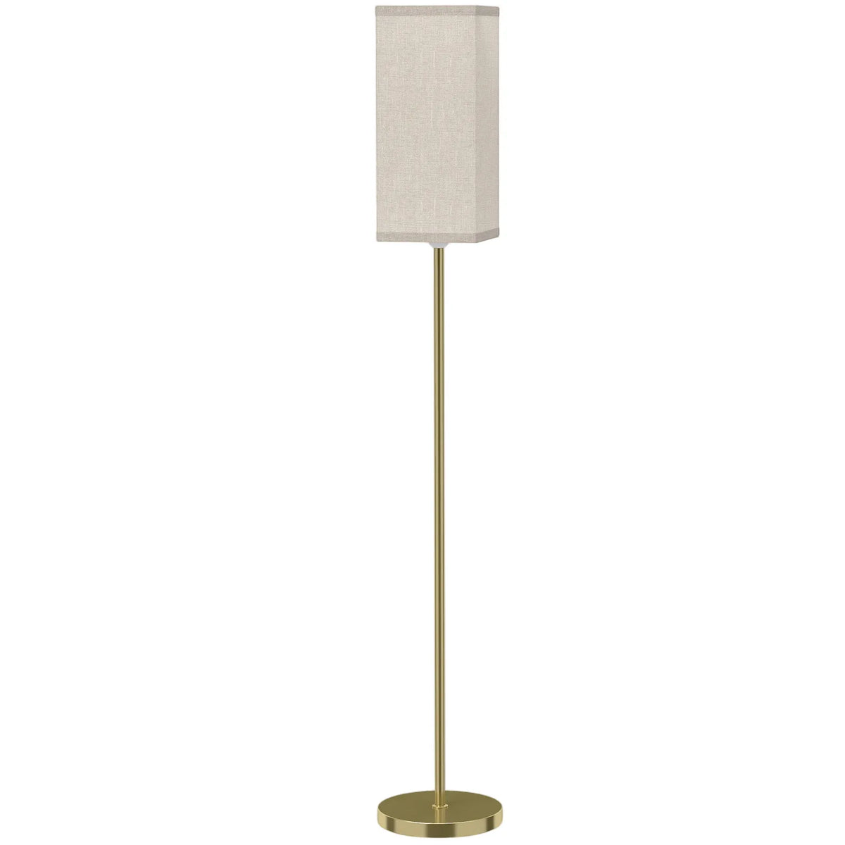 Floor Lamp, Modern Standing Lamp with Linen Shade and Foot Switch, Tall Lamps for Bedroom, Bulb not Included, Gold Tone