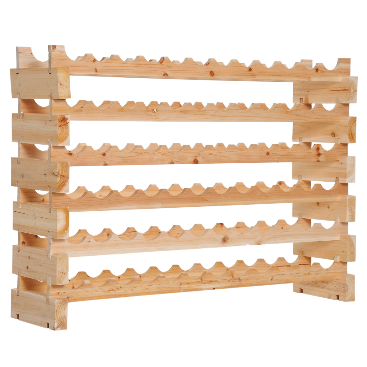 Wooden Wine Rack — 72 Bottles, 6 Tiers
