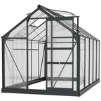 Polycarbonate Walk-In Garden Greenhouse Aluminium Frame with Slide Door 6 x 10ft