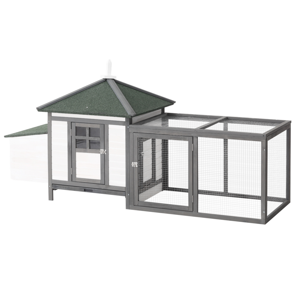 Chicken Coop Small Animal Pet Cage with Nesting Box Outdoor Run Backyard Wooden