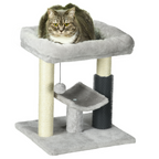 PawHut Small Cat Tree Tower with Scratching Posts, Bed, Perch, Self Groomer, Toy