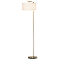 Floor Lamp with Linen Lampshade Round Base for Living Room Bedroom