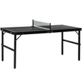 SPORTNOW 5ft Mini Table Tennis Table, Folding Ping Pong Table with Net and Aluminium Frame, Portable Ping Pong Game Set for Indoor Outdoor Use, Black