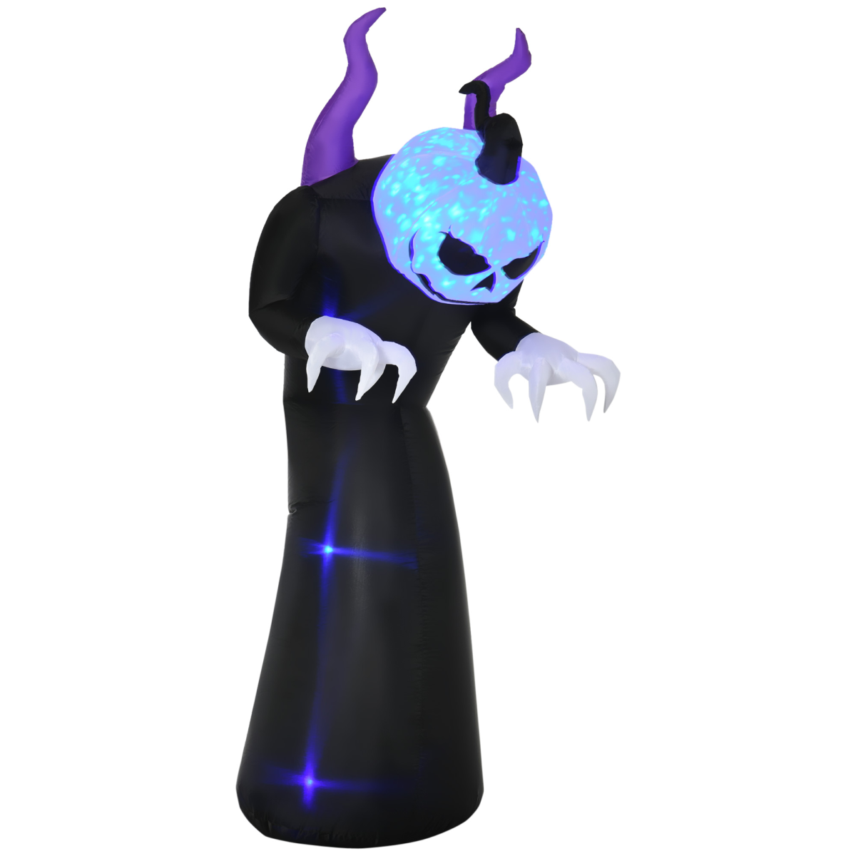 LED Inflatable Halloween Horned Ghost with Flame Effect — 7ft