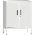 Metal Storage Cabinet with Lock and Adjustable Shelves - White