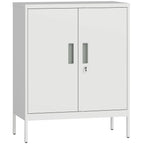 Metal Storage Cabinet with Lock and Adjustable Shelves - White
