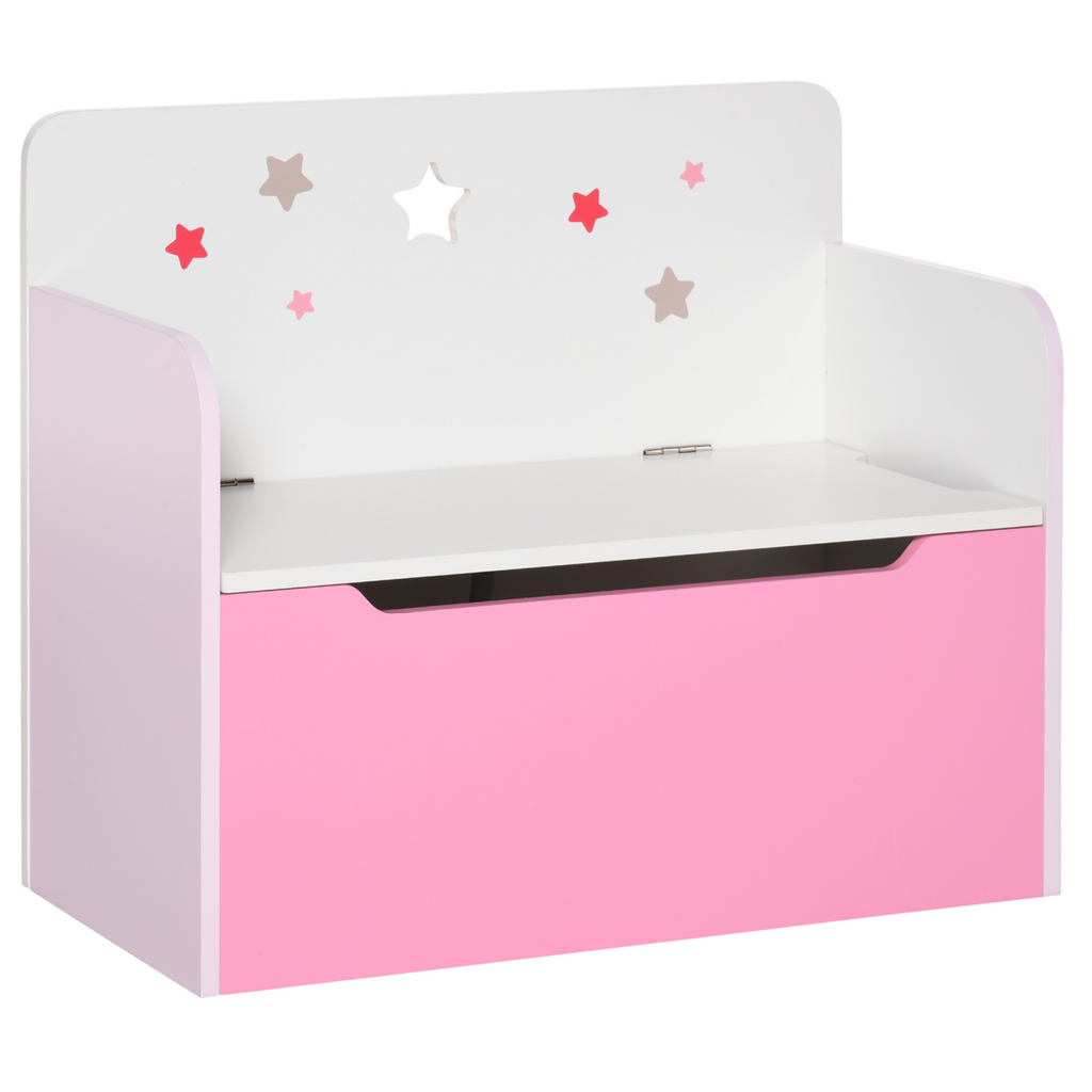 Kids Wooden Toy Box Children Storage Chest Bench Organiser Bedroom Pink