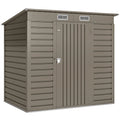 Outsunny 4 x 6ft Galvanised Metal Garden Shed, with Locking Door - Grey
