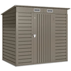 Outsunny 4 x 6ft Galvanised Metal Garden Shed, with Locking Door - Grey