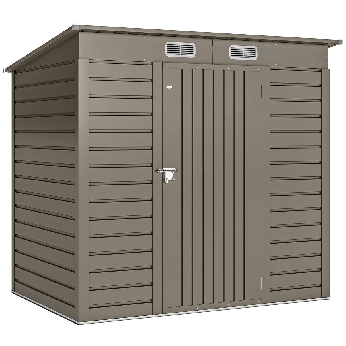 Outsunny 4 x 6ft Galvanised Metal Garden Shed, with Locking Door - Grey