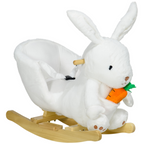 Kids Rabbit-Shaped Rocking Horse with Realistic Sounds Safety Belt White