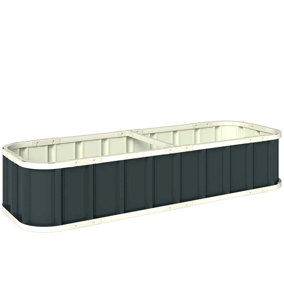 Outsunny Galvanised Raised Garden Bed, 5 x 2 x 1 ft Metal Planter with Gloves and Folded Edging, Dark Grey