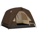 Outsunny Camping Tent, Easy Set Up 2-3 Man Tent with Sewn-in Groundsheet, 3000 mm Dome Tent w/ Mesh Windows, Brown