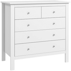 Modern Chest of Drawers, 5 Drawer Storage Cabinet White