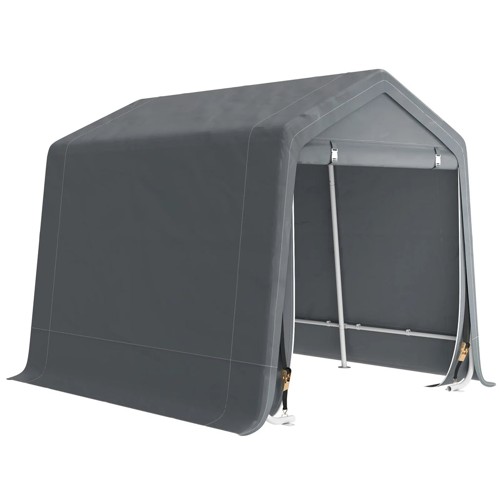 Outsunny 8 x 6.5 ft Outdoor Garden Storage Shed, Waterproof Bike Tent with Double Roll-up Zipper Door for Garden Tools, Dark Grey