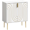 Modern Kitchen Cupboard, Storage Cabinet with 2 Doors, Adjustable Shelf and Metal Legs, White
