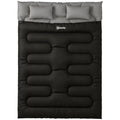 Outsunny Double Sleeping Bag with 2 Pillows, 220 x 160 cm Extra-Large Sleeping Bag for Adults, Black