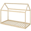 Single Bed Frame, House Scandinavian Wooden Bed Frame for 90W x 190Dcm Mattress, Pine Wood Bed Base, Natural Wood Finish