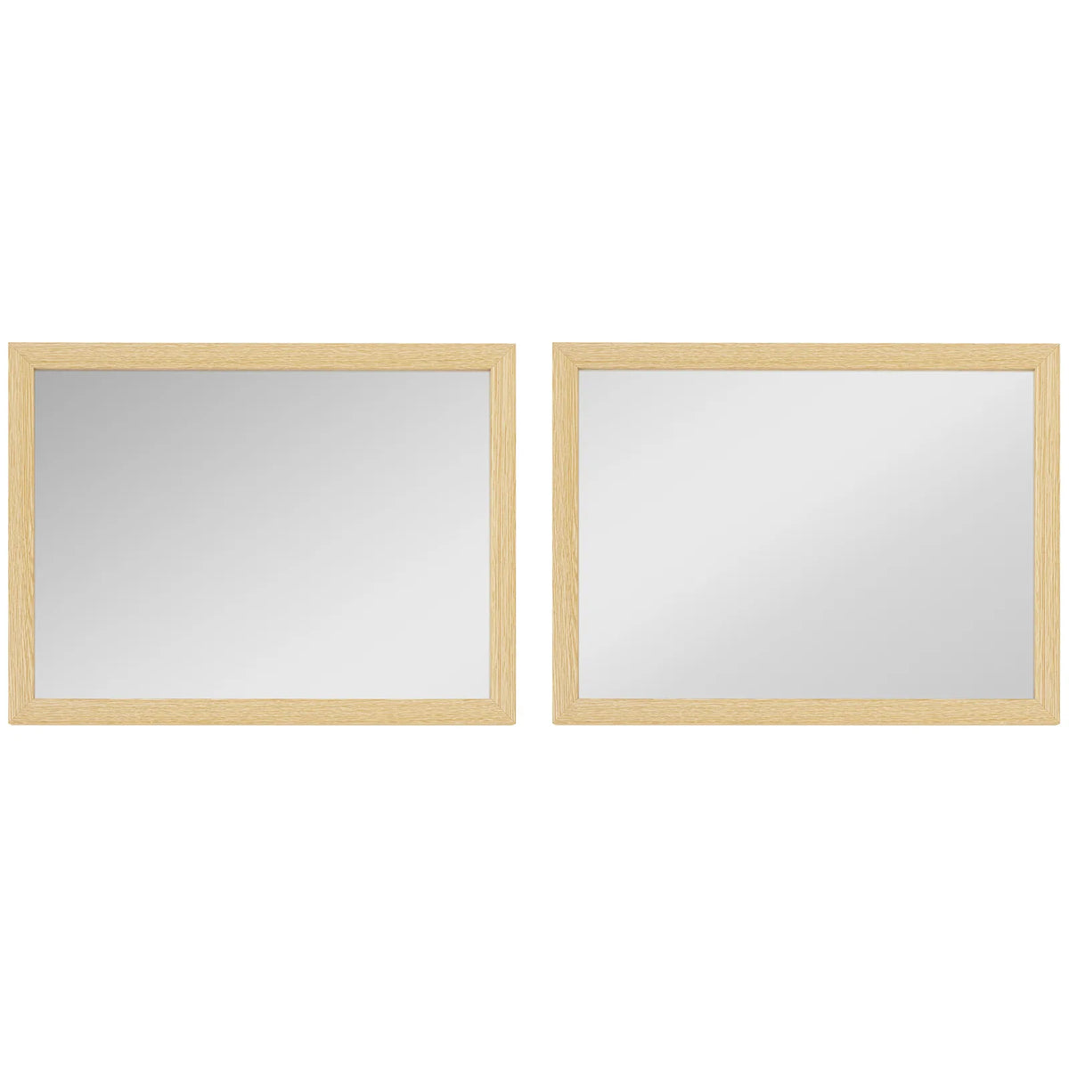 Wall Bathroom Mirror, 30 x 40 cm Wall-Mounted Mirror for Living Room, Bedroom, Hallway, Set of 2, Natural