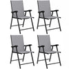 Outsunny Folding Garden Chairs Set of 4, Foldable Garden Dining Chairs with High Back, Armrests, Texteline Seat, Light Grey