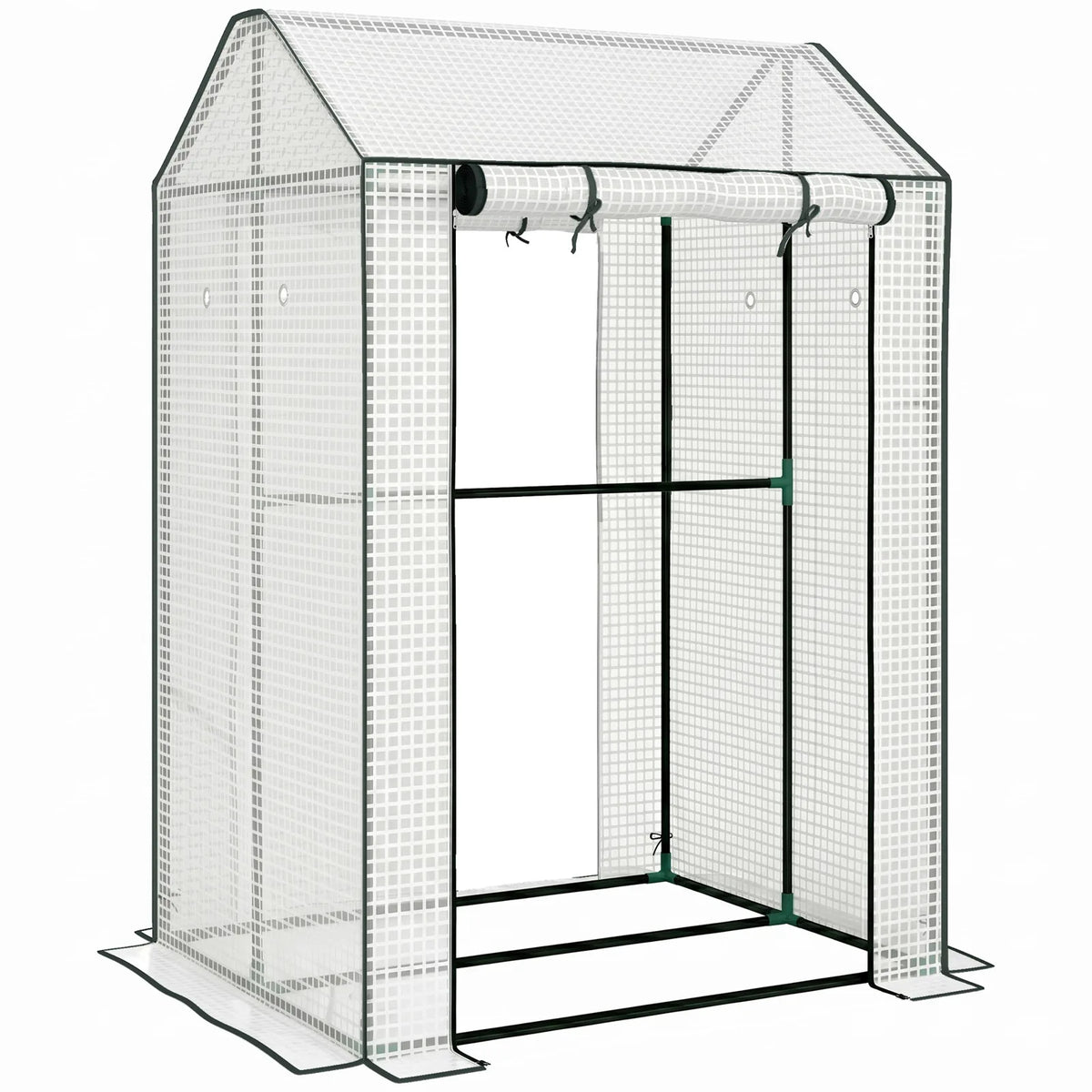 Outsunny Green House, Mini Greenhouse with 2 Roll-up Doors, Vent Holes and Reinforced Cover, 100 x 80 x 150cm