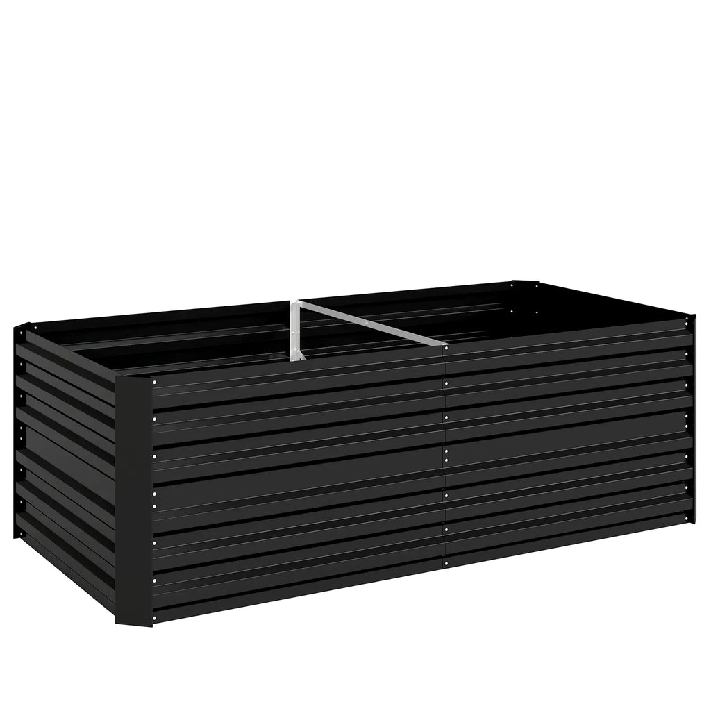 Outsunny Raised Beds for Garden, Galvanised Steel Outdoor Planters with Multi-reinforced Rods, 180 x 90 x 59 cm, Black