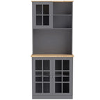 Kitchen Pantry, Buffet Hutch with 3 Storage Cabinets, 2 Open Shelves and Large Countertop for Kitchen, Grey