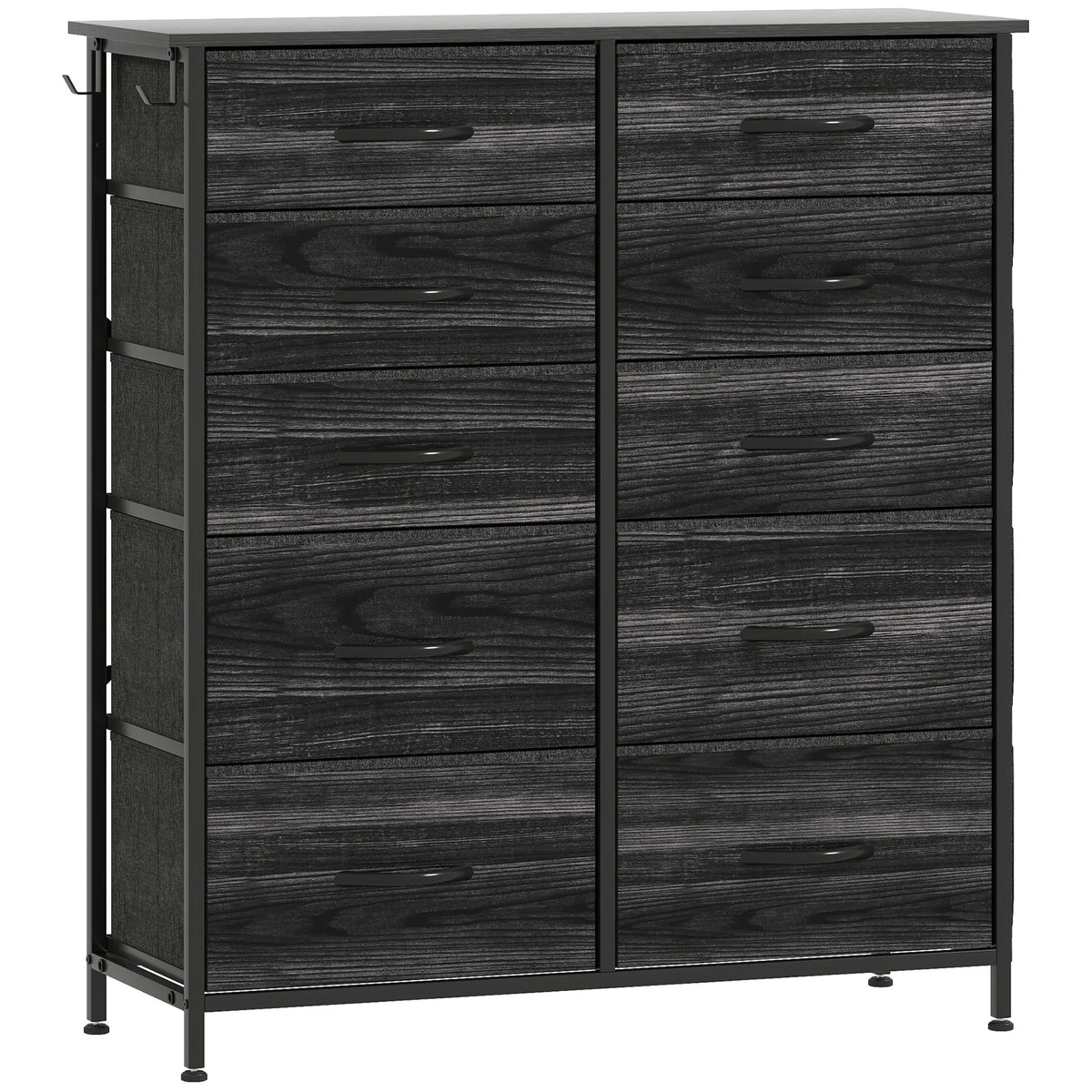Chest of Ten Fabric Drawers - Black