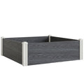 Outsunny Vinyl Raised Garden Bed Kit, 3 x 3 x 1ft Modular Elevated Garden Box with Slotting Legs and Open Bottom, Dark Grey