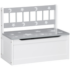 Two-In-One Wooden Toy Box, Kids Storage Bench w/ Safety Rod - Grey