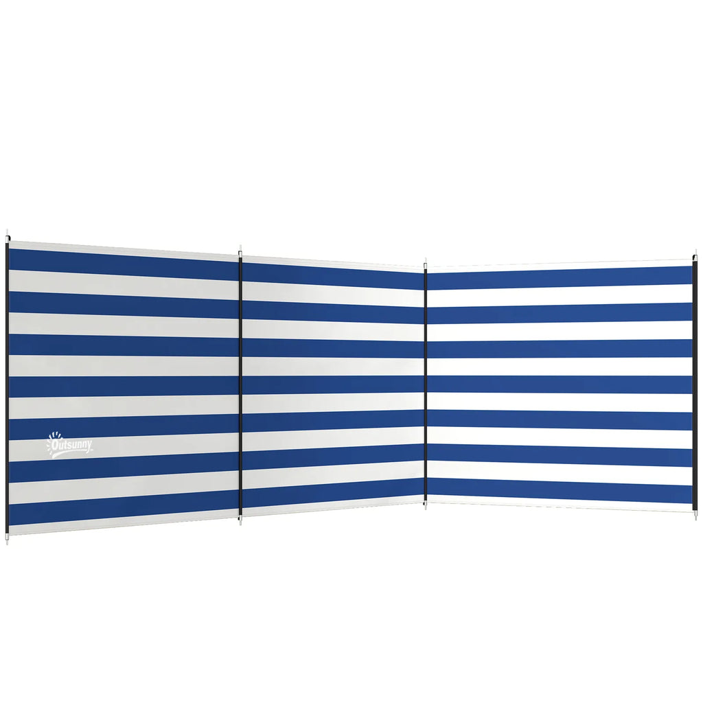 Outsunny 4 Pole Camping Windbreaks, Beach Wind Shield Shelter with Carry Bag and Steel Poles, 540cm x 150cm, Dark Blue