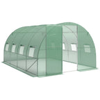 Outsunny 3 x 4 m Walk-in Polytunnel Greenhouse with Hinged Door and 8 Roll Up Mesh Windows, Garden Tunnel Warm House Tent, Green
