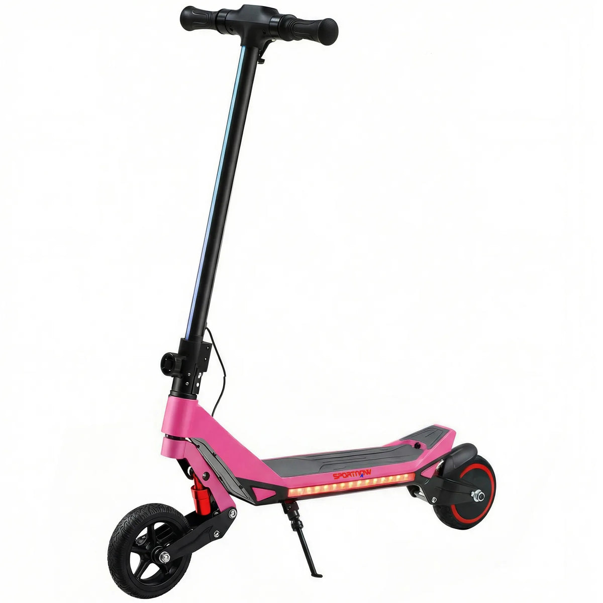 SPORTNOW Electric Scooter for Kids, Foldable E Scooter for Age Age 6 with LED Display, RGB lights, Up to 16km/h, Pink