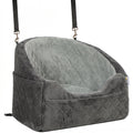 PawHut Dog Car Seat, Detachable Washable Dog Booster Seat with Thick Cushion, Seat Belt, Pockets for Small Under 10kg, Grey