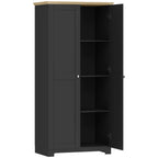 Kitchen Cupboard, 172cm Freestanding Storage Cabinet with Doors and Shelves, Black
