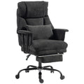 Office Chair, 180kg Heavy Duty Linen Computer Desk Chair with Lumbar Support, Wide Seat, Spring Cushion, Black