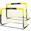 SPORTNOW Set of 2 Pop Up Football Goal, Portable Folding Football Net with Carry Bag, 8 U-Shaped Ground Stakes, Fibreglass Pole