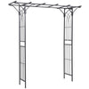 Outsunny 210cm Decorative Metal Garden Trellis Arch with Durable Steel Tubing & Elegant Scrollwork, Great for Weddings, Dark Gre