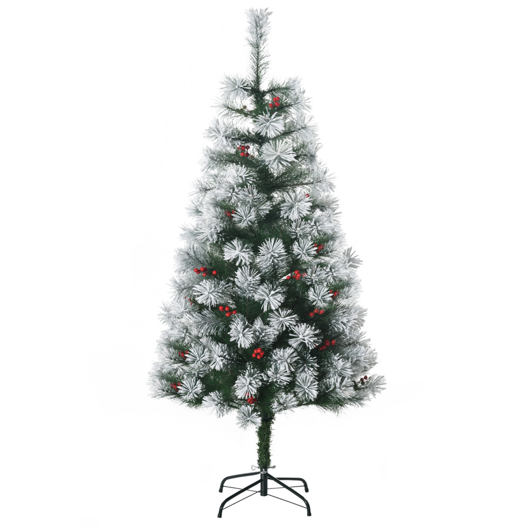 5ft Indoor Christmas Tree Artificial Berry Xmas Deco Metal Stand and 184 Tips