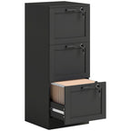 3-Drawer Filing Cabinet with Lock - Black
